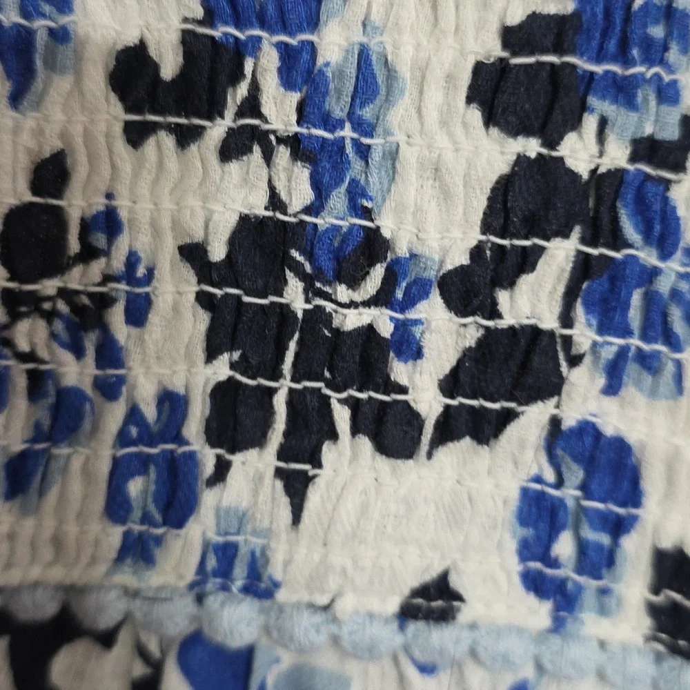 NWT VTG National Womens Nightgown Loungewear White/Blue Floral Smocked Sz 1X - Picture 6 of 13